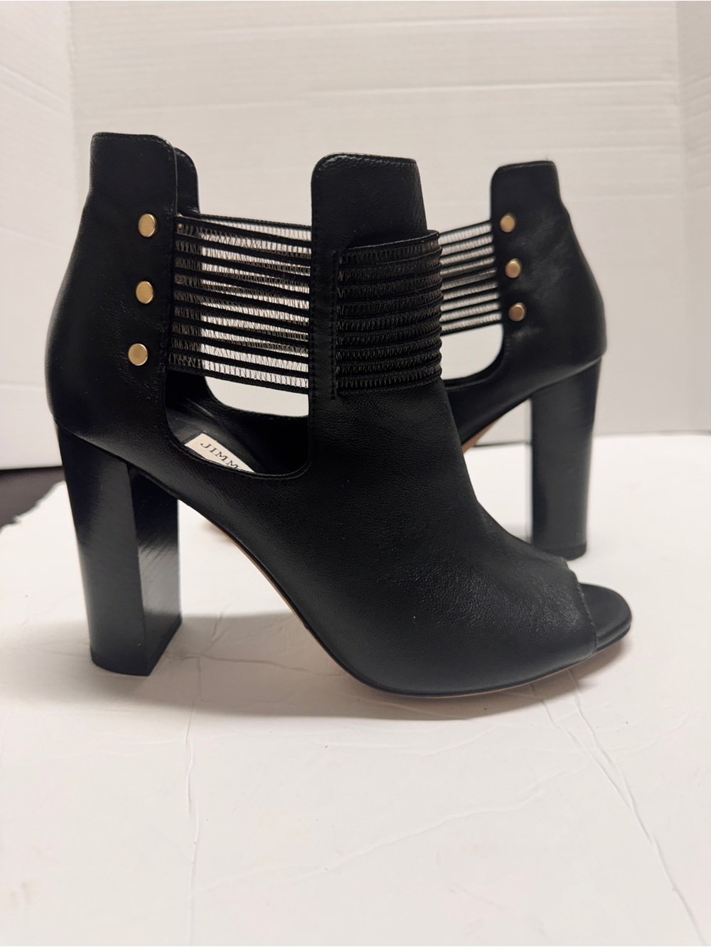 Jimmy Choo "Mercy" Black Leather Open-Toe Moto Whimsigoth Booties sz 38/US 8 - Picture 3 of 9